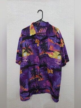 Purple Tropical Print Men's Hawaiian Shirt 3xl